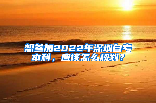 想参加2022年深圳自考本科，应该怎么规划？