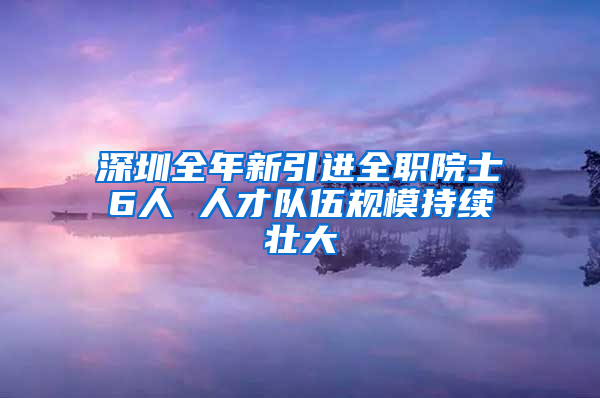 深圳全年新引进全职院士6人 人才队伍规模持续壮大