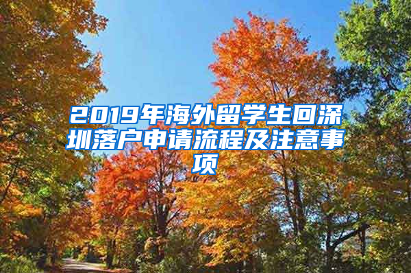 2019年海外留学生回深圳落户申请流程及注意事项