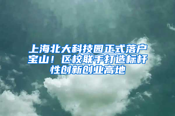 上海北大科技园正式落户宝山！区校联手打造标杆性创新创业高地