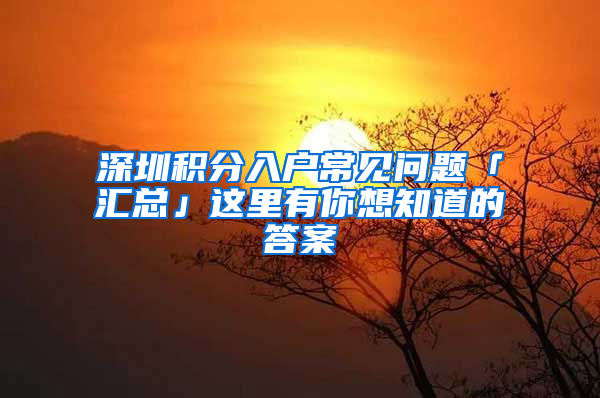 深圳积分入户常见问题「汇总」这里有你想知道的答案