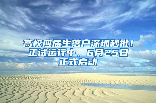 高校应届生落户深圳秒批！正试运行中，6月25日正式启动