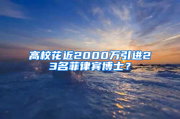 高校花近2000万引进23名菲律宾博士？