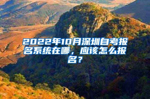 2022年10月深圳自考报名系统在哪，应该怎么报名？