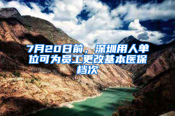 7月20日前，深圳用人单位可为员工更改基本医保档次