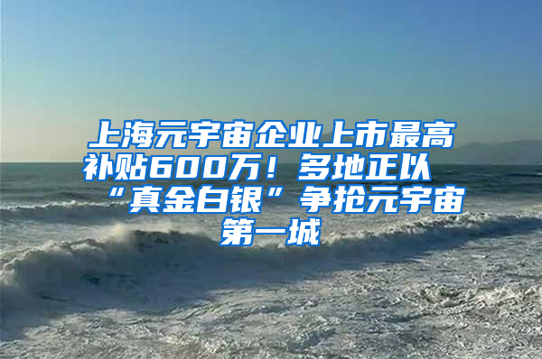 上海元宇宙企业上市最高补贴600万！多地正以“真金白银”争抢元宇宙第一城