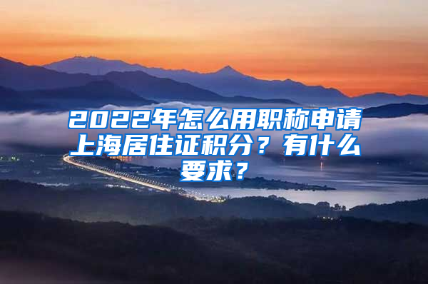 2022年怎么用职称申请上海居住证积分？有什么要求？