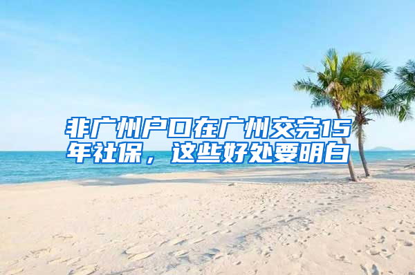 非广州户口在广州交完15年社保，这些好处要明白