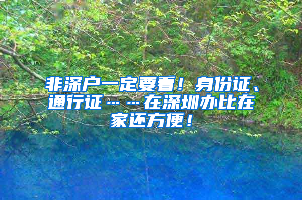 非深户一定要看！身份证、通行证……在深圳办比在家还方便！