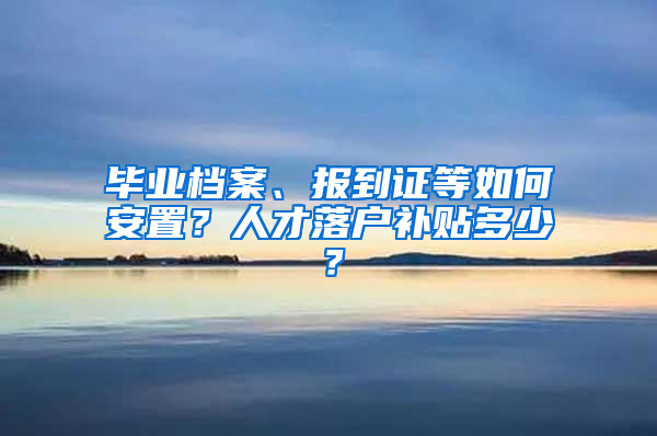 毕业档案、报到证等如何安置？人才落户补贴多少？