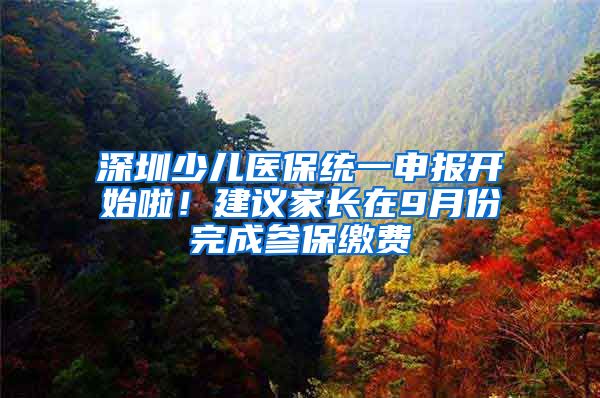 深圳少儿医保统一申报开始啦！建议家长在9月份完成参保缴费