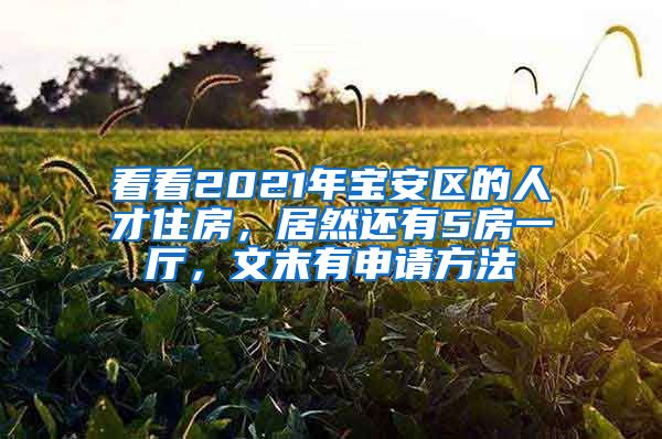 看看2021年宝安区的人才住房，居然还有5房一厅，文末有申请方法