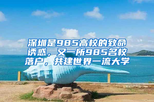 深圳是985高校的致命诱惑，又一所985名校落户，共建世界一流大学