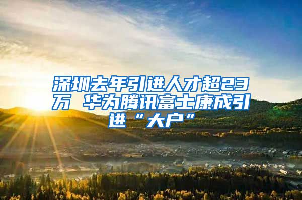 深圳去年引进人才超23万 华为腾讯富士康成引进“大户”