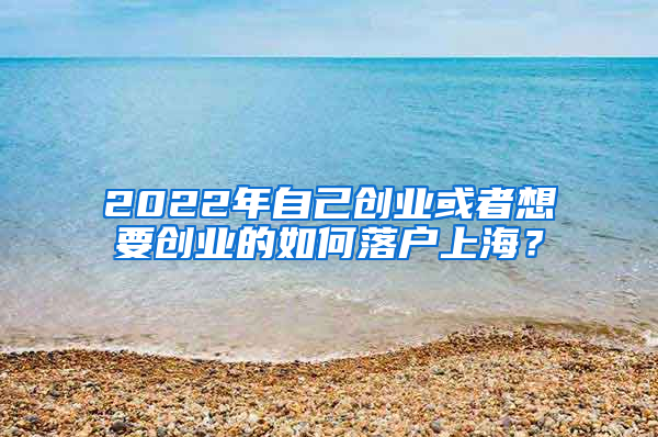 2022年自己创业或者想要创业的如何落户上海？