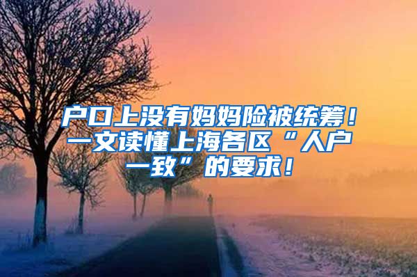 户口上没有妈妈险被统筹！一文读懂上海各区“人户一致”的要求！