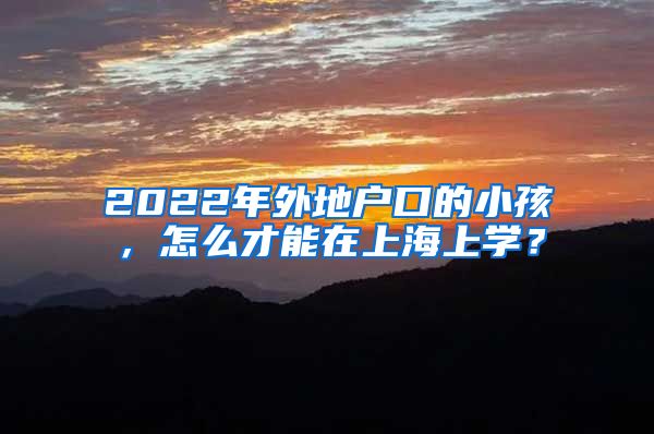 2022年外地户口的小孩，怎么才能在上海上学？