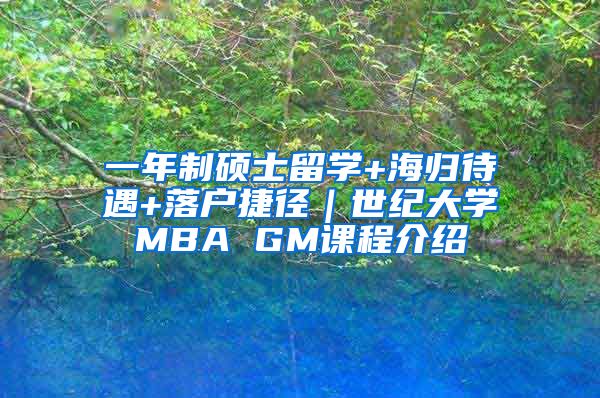 一年制硕士留学+海归待遇+落户捷径｜世纪大学MBA GM课程介绍