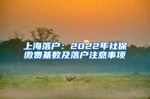 上海落户：2022年社保缴费基数及落户注意事项