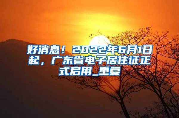 好消息！2022年6月1日起，广东省电子居住证正式启用_重复