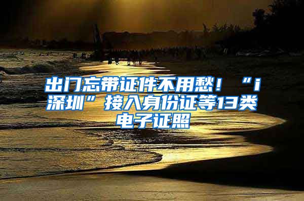 出门忘带证件不用愁！“i深圳”接入身份证等13类电子证照