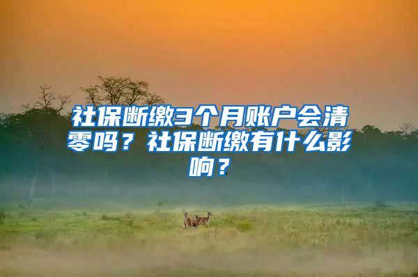 社保断缴3个月账户会清零吗？社保断缴有什么影响？