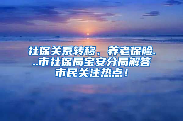 社保关系转移、养老保险...市社保局宝安分局解答市民关注热点！