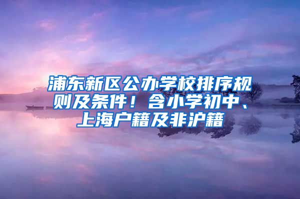 浦东新区公办学校排序规则及条件！含小学初中、上海户籍及非沪籍