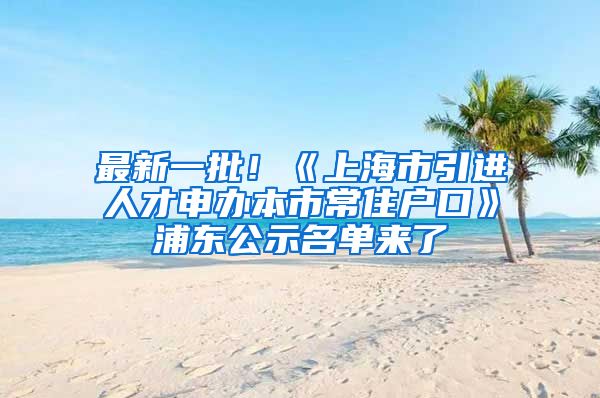 最新一批！《上海市引进人才申办本市常住户口》浦东公示名单来了