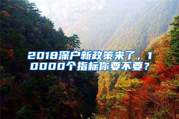 2018深户新政策来了，10000个指标你要不要？