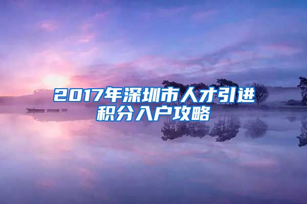 2017年深圳市人才引进积分入户攻略