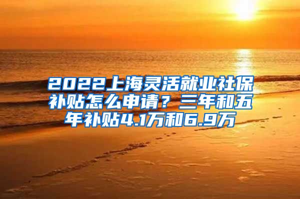 2022上海灵活就业社保补贴怎么申请？三年和五年补贴4.1万和6.9万