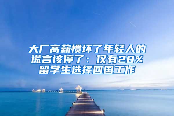 大厂高薪惯坏了年轻人的谎言该停了：仅有28%留学生选择回国工作