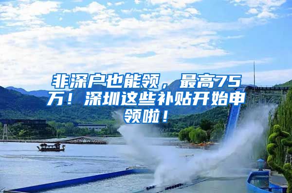 非深户也能领，最高75万！深圳这些补贴开始申领啦！