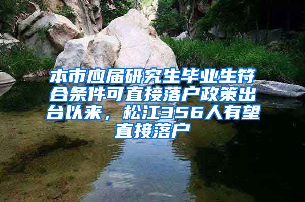 本市应届研究生毕业生符合条件可直接落户政策出台以来，松江356人有望直接落户