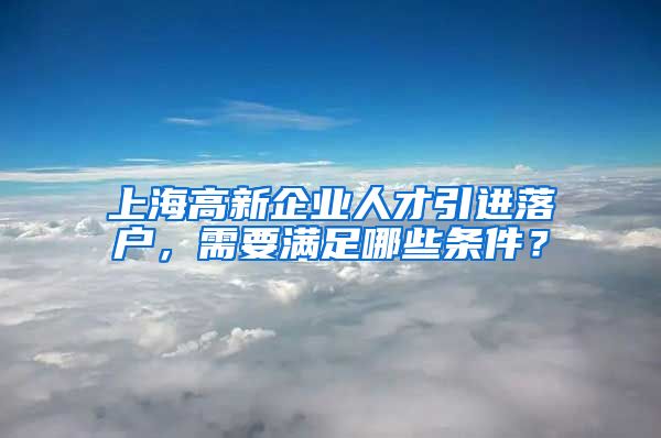 上海高新企业人才引进落户，需要满足哪些条件？