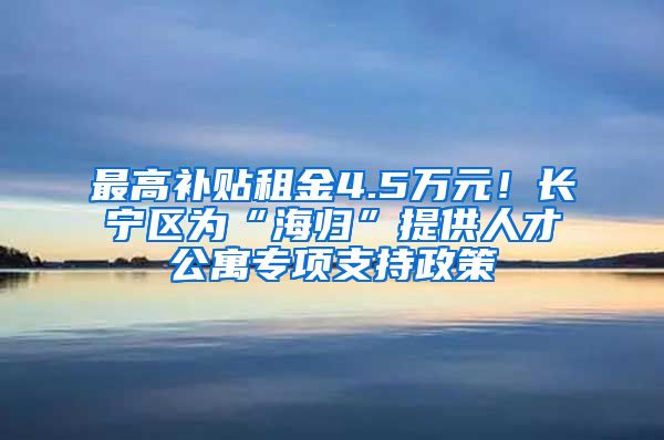 最高补贴租金4.5万元！长宁区为“海归”提供人才公寓专项支持政策