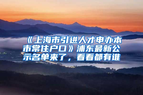 《上海市引进人才申办本市常住户口》浦东最新公示名单来了，看看都有谁