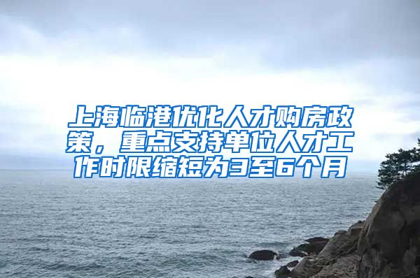 上海临港优化人才购房政策，重点支持单位人才工作时限缩短为3至6个月