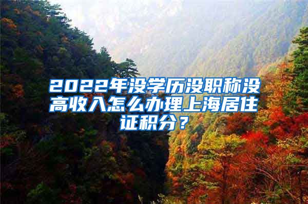 2022年没学历没职称没高收入怎么办理上海居住证积分？