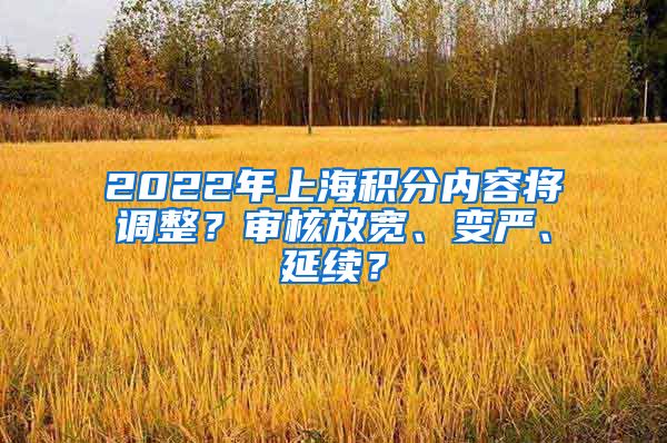 2022年上海积分内容将调整？审核放宽、变严、延续？