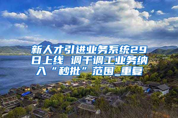 新人才引进业务系统29日上线 调干调工业务纳入“秒批”范围_重复