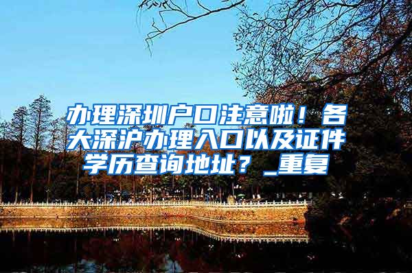 办理深圳户口注意啦！各大深沪办理入口以及证件学历查询地址？_重复