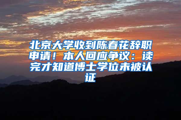 北京大学收到陈春花辞职申请！本人回应争议：读完才知道博士学位未被认证