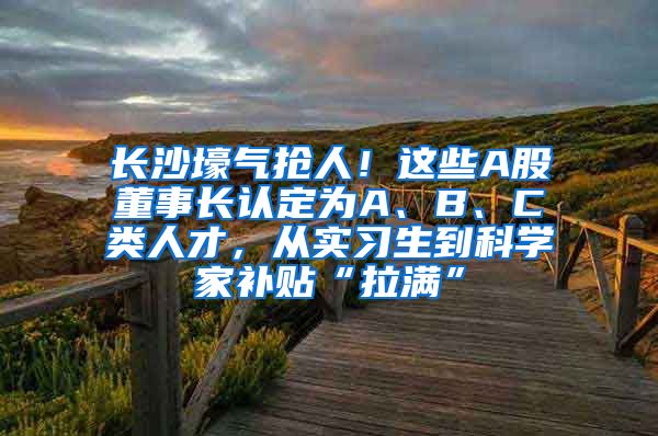 长沙壕气抢人！这些A股董事长认定为A、B、C类人才，从实习生到科学家补贴“拉满”