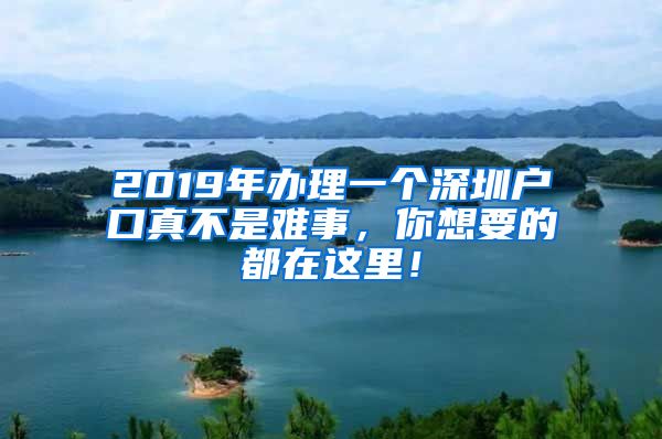 2019年办理一个深圳户口真不是难事，你想要的都在这里！