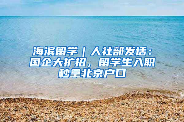 海滨留学｜人社部发话：国企大扩招，留学生入职秒拿北京户口