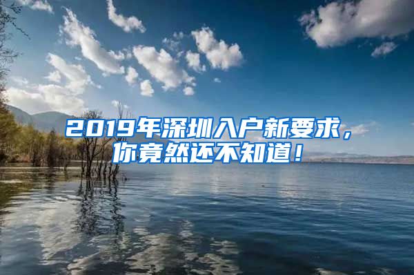 2019年深圳入户新要求，你竟然还不知道！
