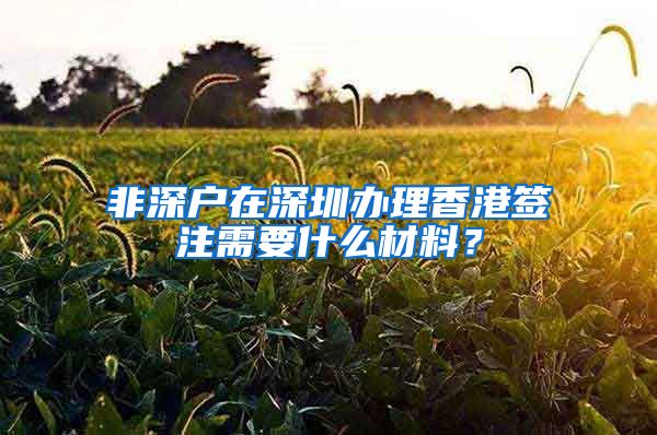 非深户在深圳办理香港签注需要什么材料？