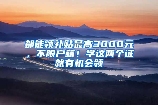 都能领补贴最高3000元，不限户籍！学这两个证就有机会领